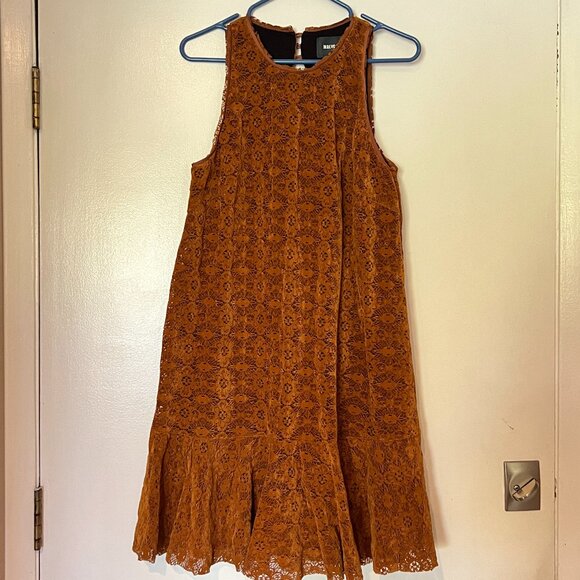 Maeve Dresses & Skirts - Anthropologie Maeve Faux Suede Cutout Swing Mini Dress Tan Brown Size 8